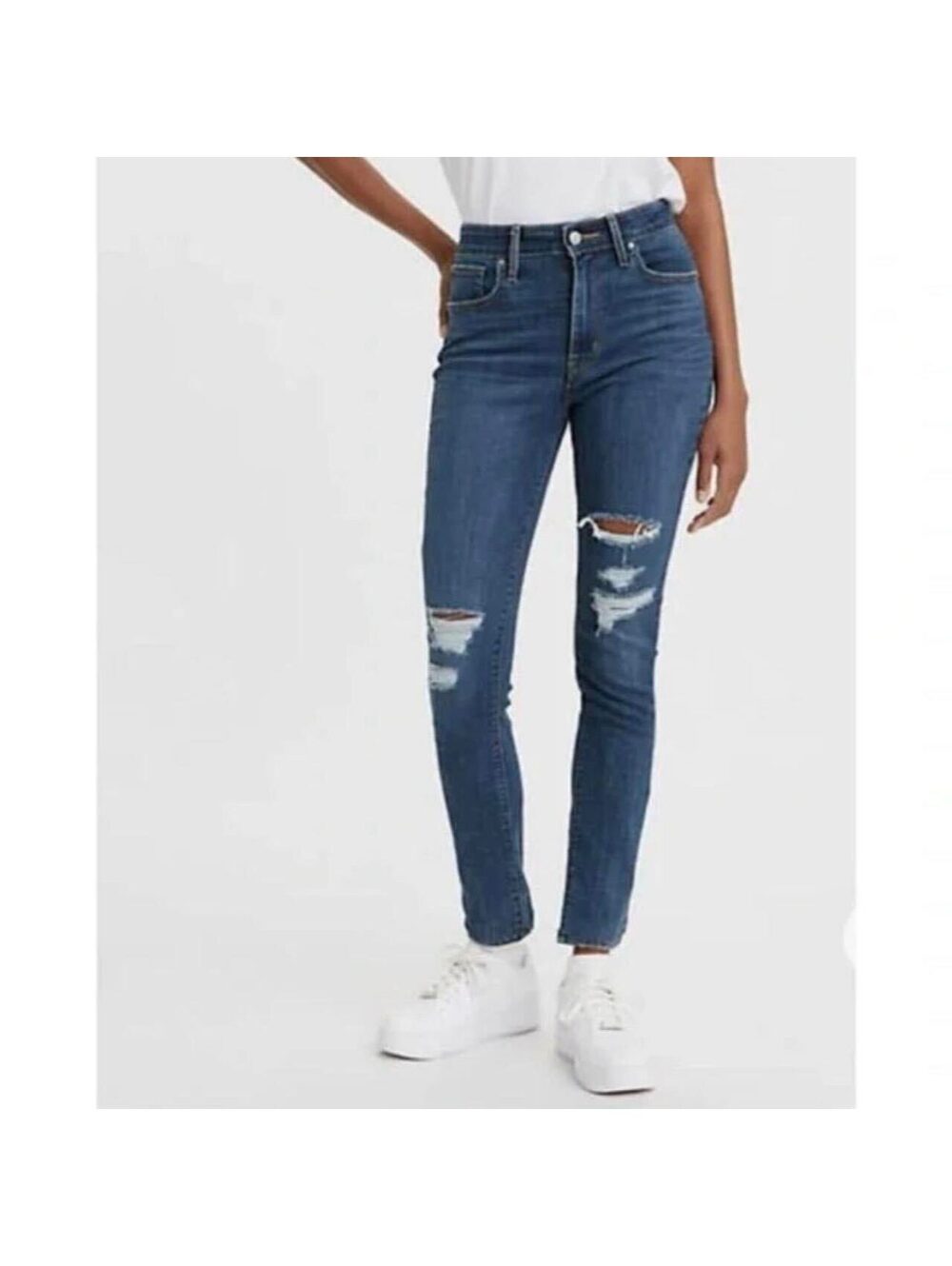 Levi's Women's 721 High Rise Skinny Ripped Blue Jeans Size 25